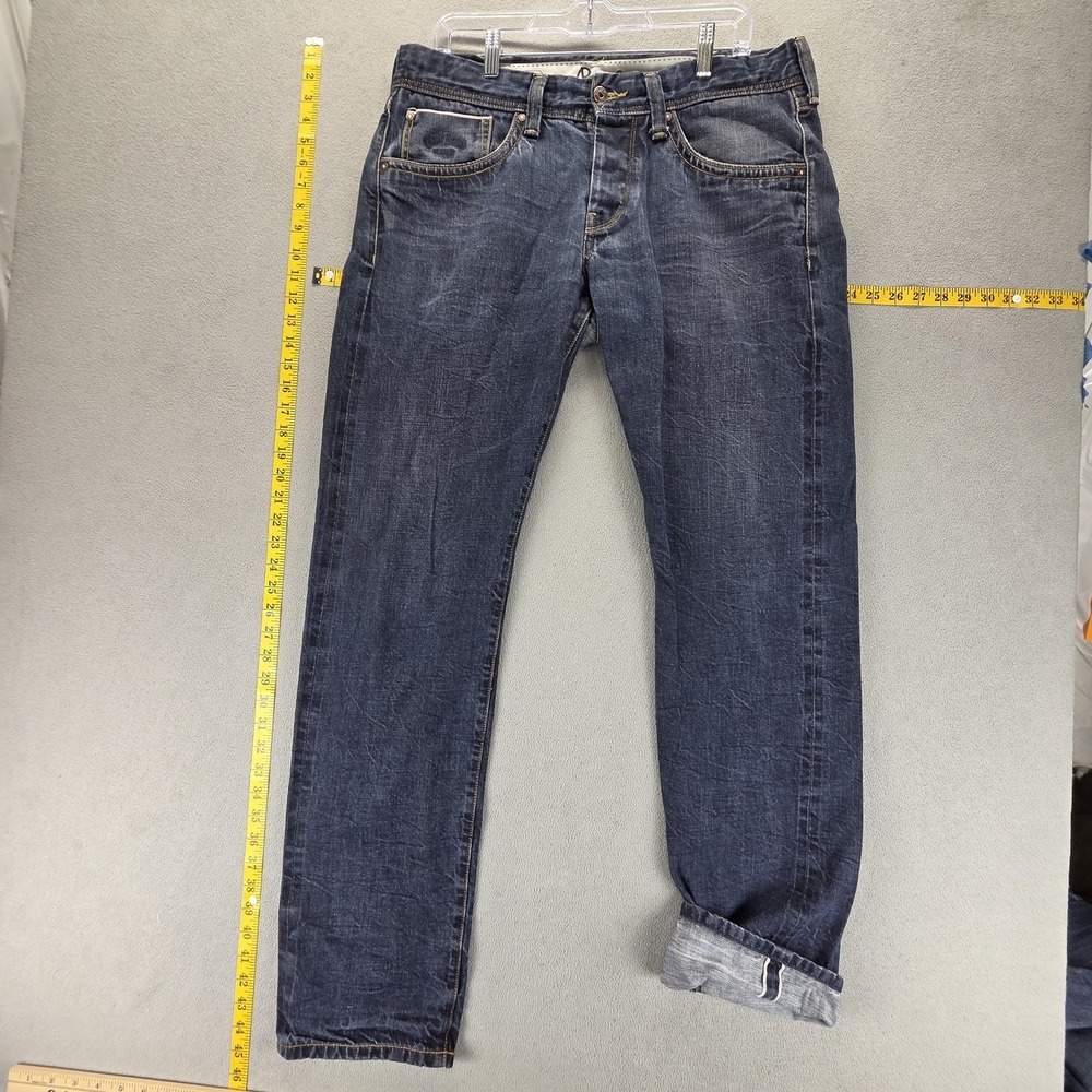 Selvedge Jeans Mens 33x34 Blue Pepe‎ Crunch DLX Button Fly Regular Straight